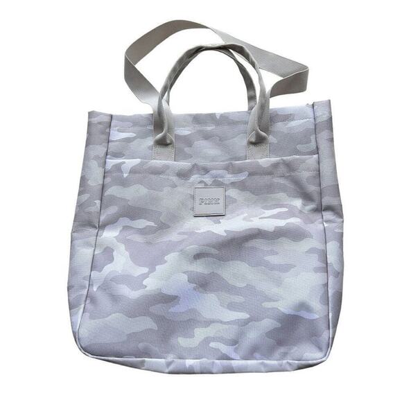 PINK Victoria's Secret Tote Bag Convertible Camo Backpack Light Grey NWOT - Picture 1 of 5